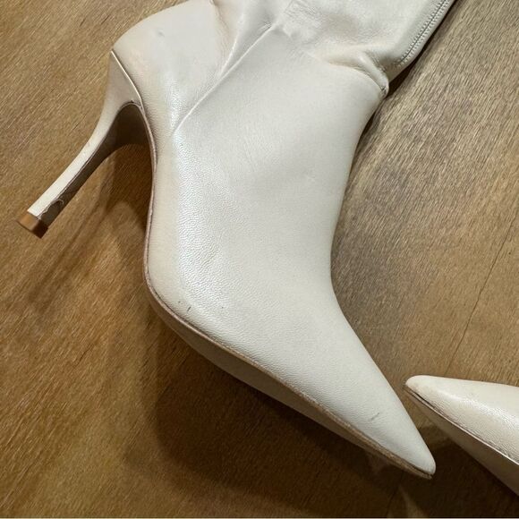 Larroude Kate Over The Knee Point Toe Boot Ivory Leather Stiletto Size 6 - Picture 16 of 17